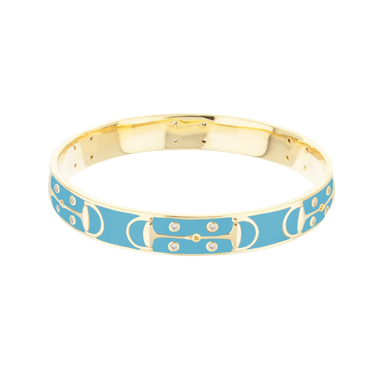 Stirrup Stackable Bangle blue enamel with crystals slip-on goldtone metal by Lauren G Adams on Tampa Home & Garden Store