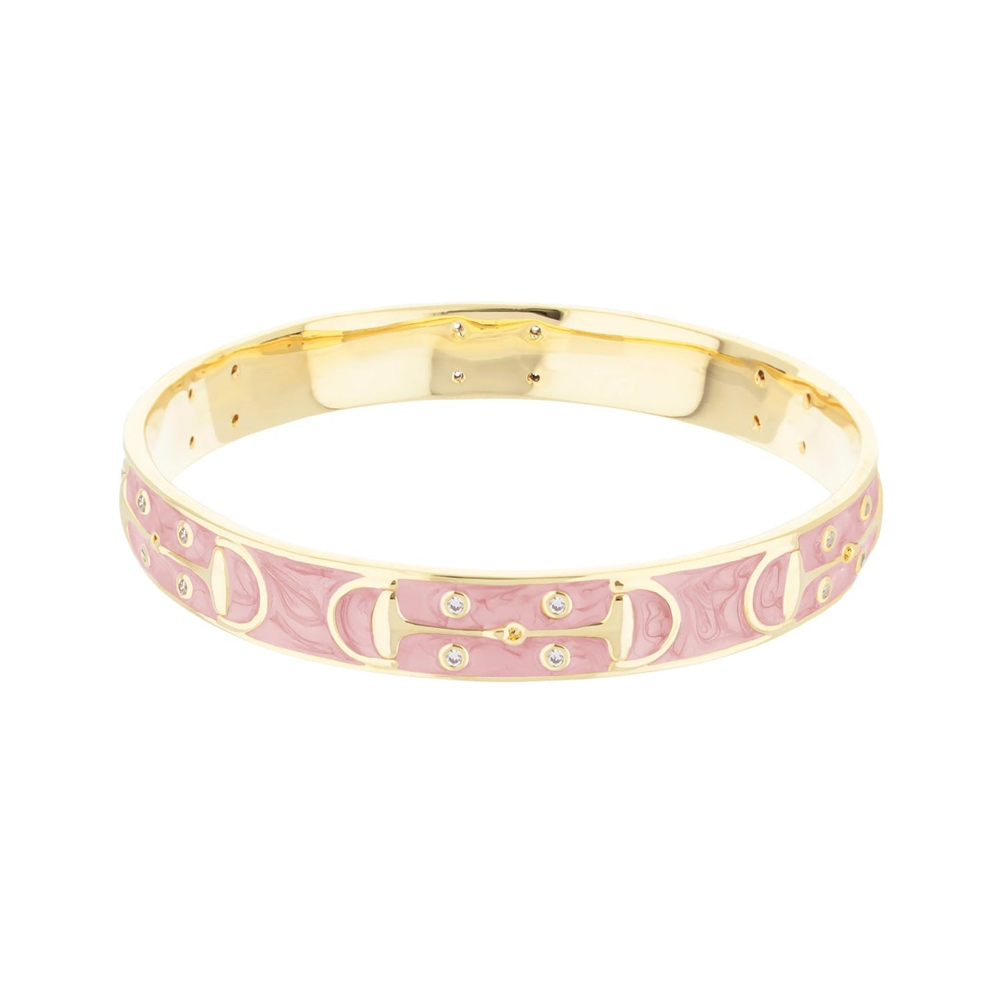 Stirrup Stackable Bangle bracelet with pink enamel panels and crystals by Lauren G Adams on Tampa Home & Garden Store