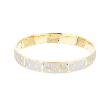 Stirrup Stackable Bangle bracelet gold-tone with gray enamel and crystals Lauren G Adams on Tampa Home & Garden Store