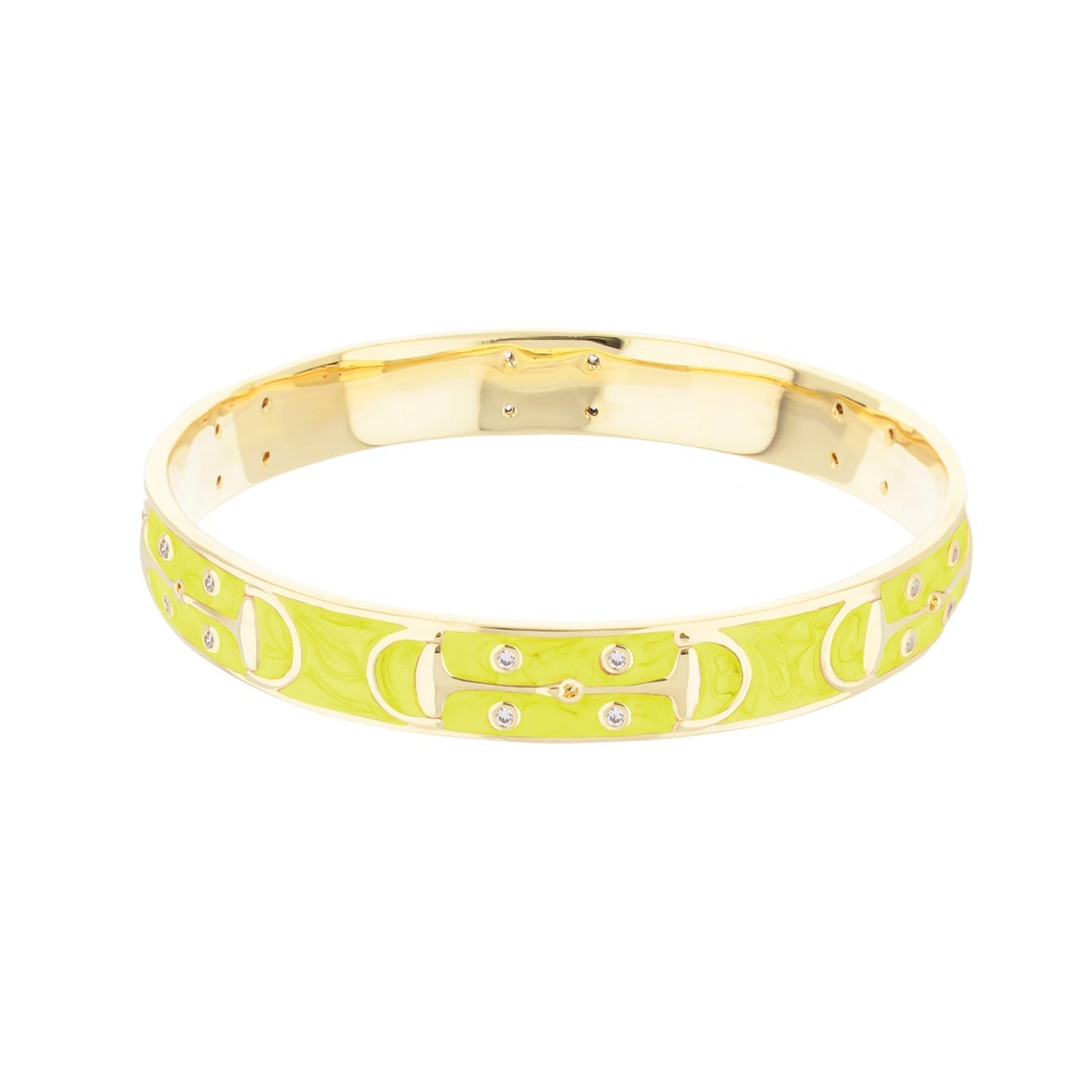 Stirrup Stackable Bangle in gold-tone with lime enamel and crystals by Lauren G Adams on Tampa Home & Garden Store