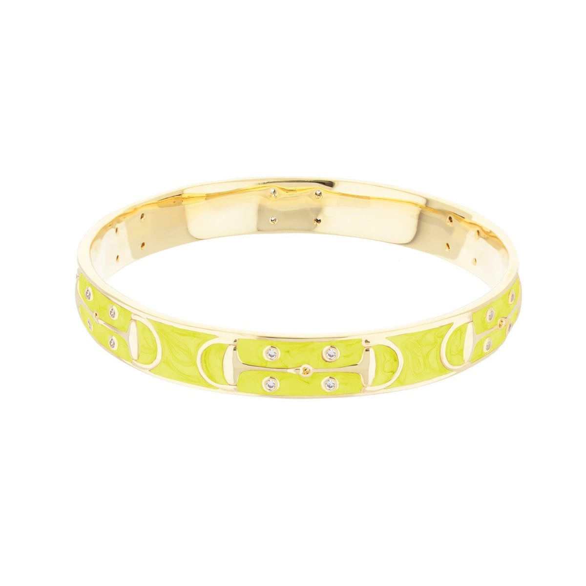 Stirrup Stackable Bangle in gold-tone with lime enamel and crystals by Lauren G Adams on Tampa Home & Garden Store