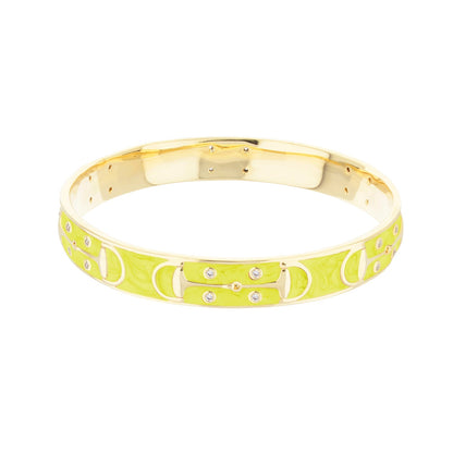Stirrup Stackable Bangle in gold-tone with lime enamel and crystals by Lauren G Adams on Tampa Home & Garden Store