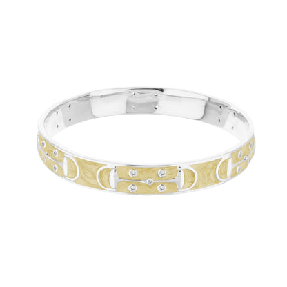 Stirrup stackable bangle, Lauren G Adams, silver with yellow enamel stirrups and crystals on Tampa Home & Garden Store