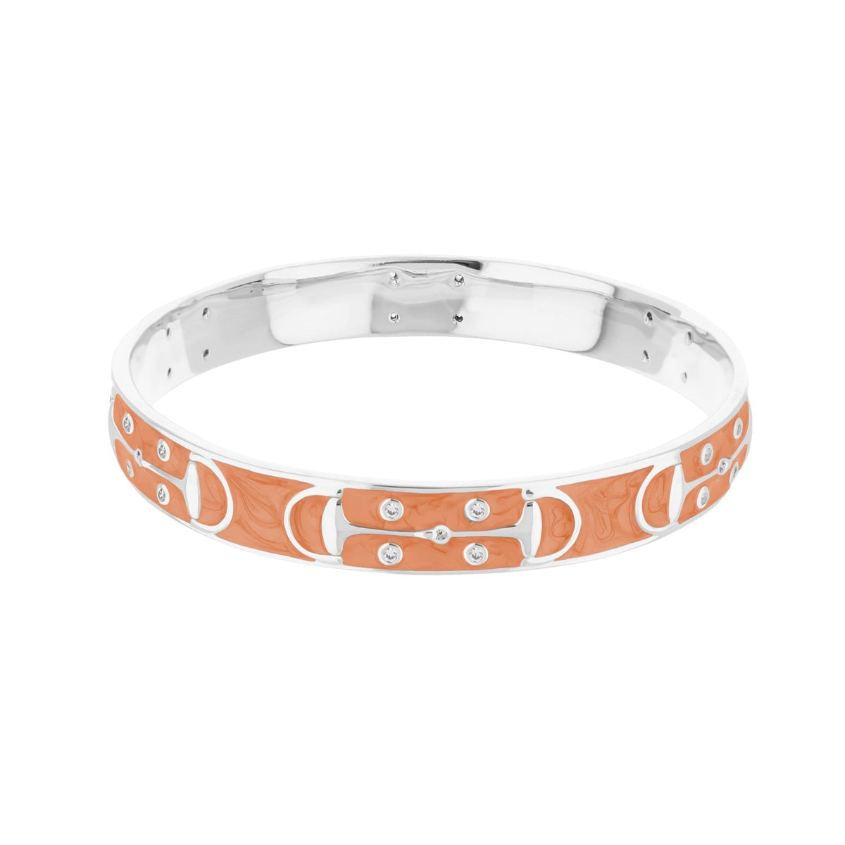 Stirrup Stackable Bangle slip-on by Lauren G Adams, silver with orange enamel and crystals on Tampa Home & Garden Store