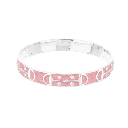 Stirrup stackable bangle pink enamel with crystal accents and silver-tone band on Tampa Home & Garden Store