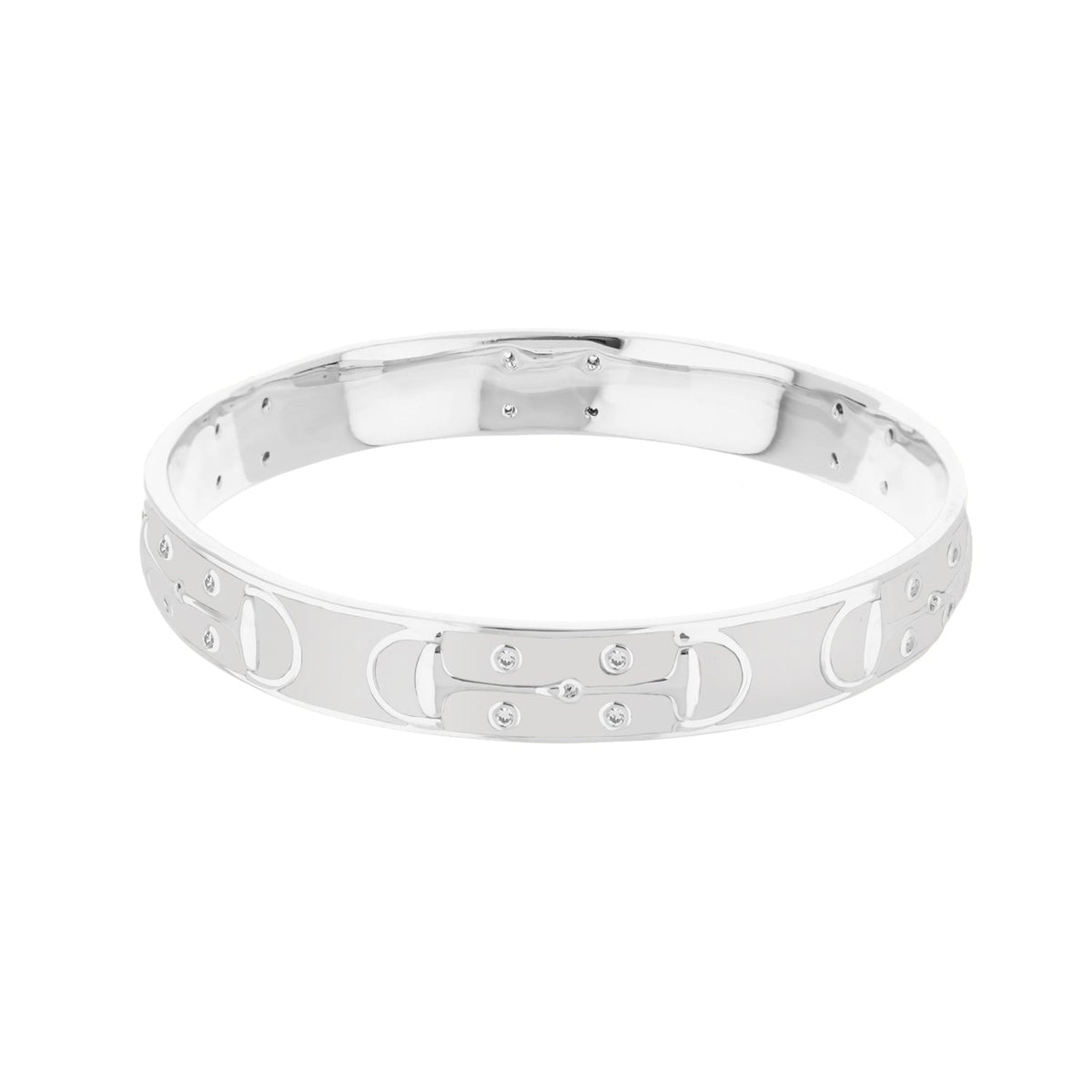 Stirrup stackable bangle bracelet, silver-tone metal with crystals, slip-on on Tampa Home & Garden Store