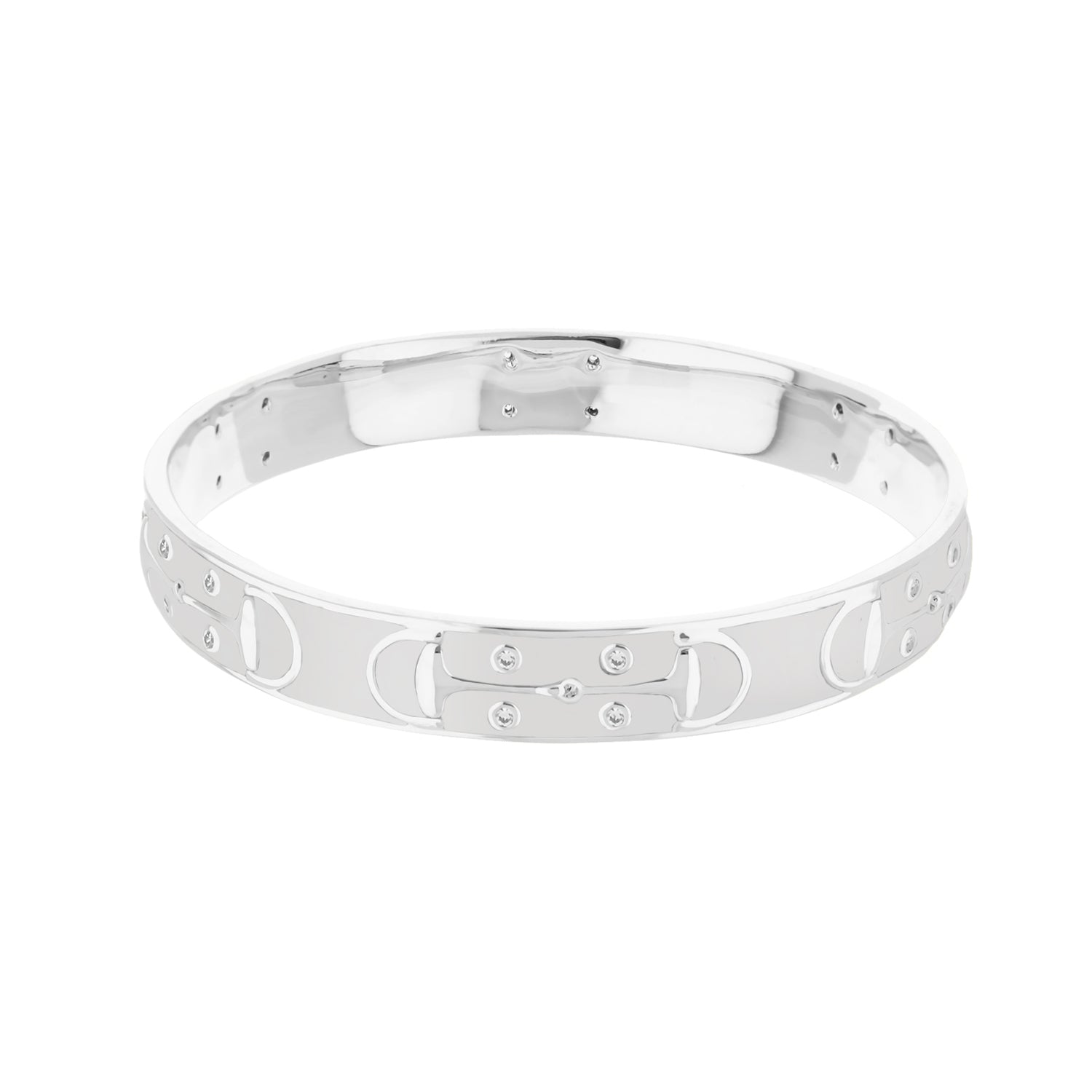 Stirrup stackable bangle bracelet, silver-tone metal with crystals, slip-on on Tampa Home & Garden Store