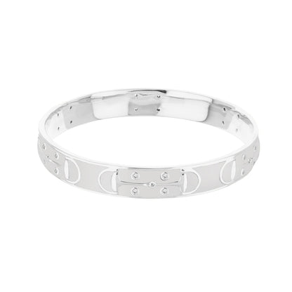 Stirrup stackable bangle bracelet, silver-tone metal with crystals, slip-on on Tampa Home & Garden Store