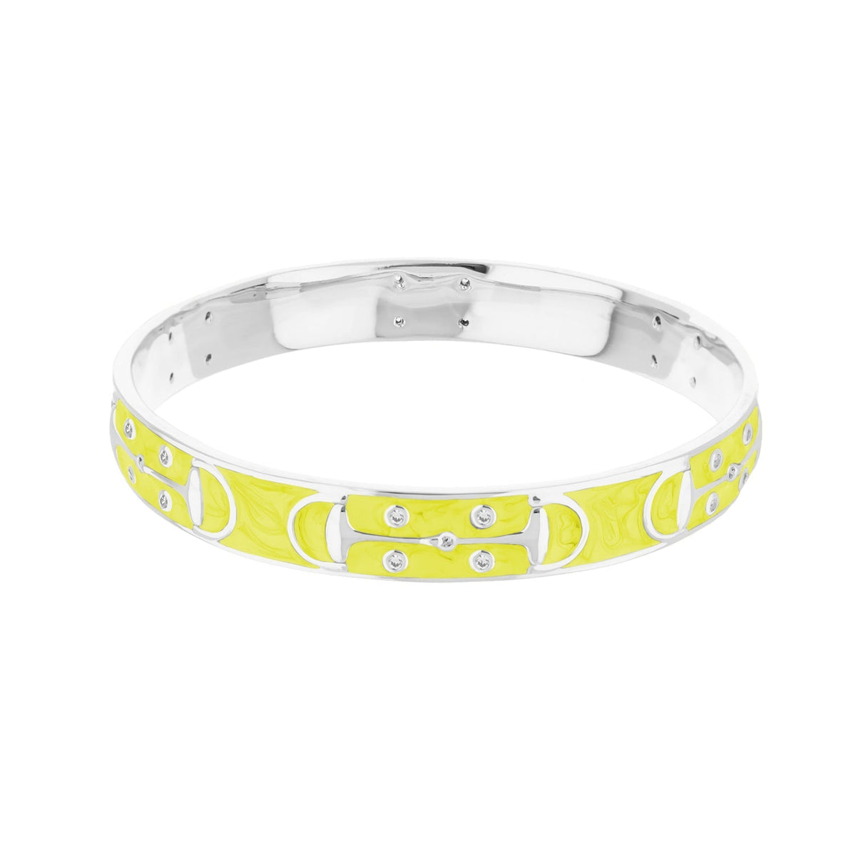 Stirrup Stackable Bangle slipon bracelet, Lauren G Adams, silver with yellow enamel and crystals on Tampa Home & Garden Store