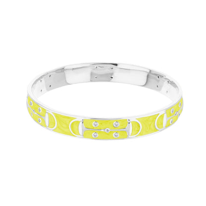 Stirrup Stackable Bangle slipon bracelet, Lauren G Adams, silver with yellow enamel and crystals on Tampa Home & Garden Store