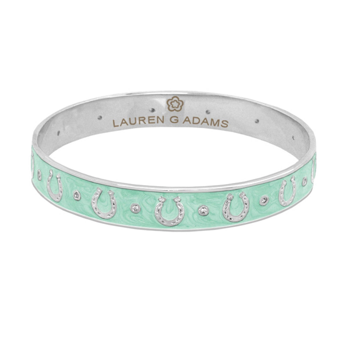 Equestrian Horseshoe Bangle mint enamel slip-on bracelet with silver accents Lauren G Adams on Tampa Home & Garden Store