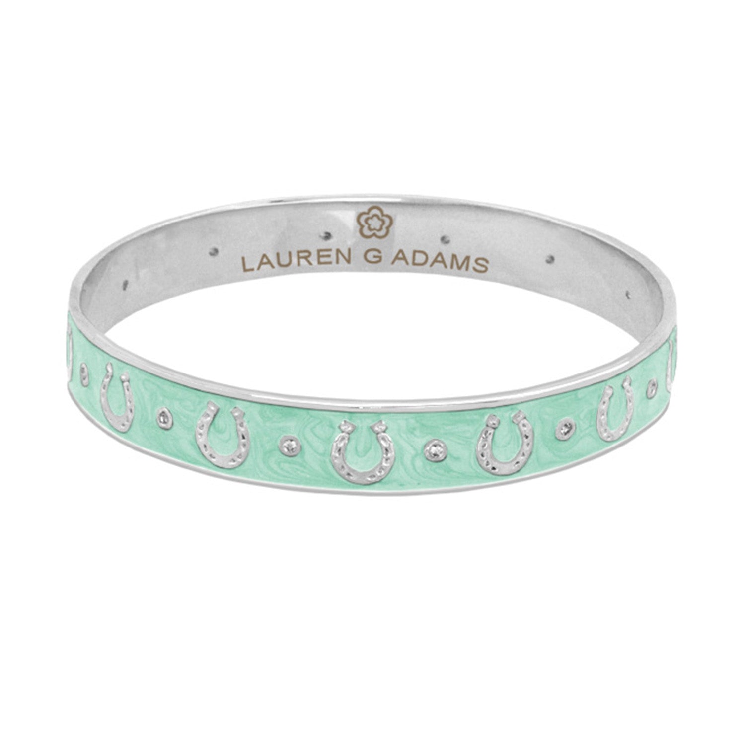 Equestrian Horseshoe Bangle mint enamel slip-on bracelet with silver accents Lauren G Adams on Tampa Home & Garden Store