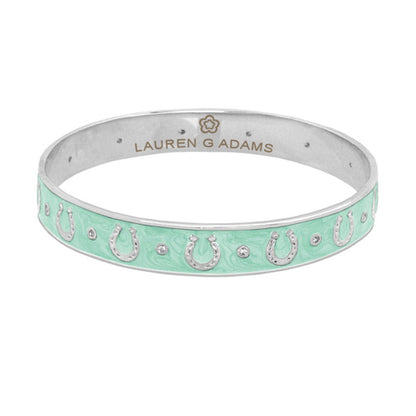 Equestrian Horseshoe Bangle mint enamel slip-on bracelet with silver accents Lauren G Adams on Tampa Home & Garden Store