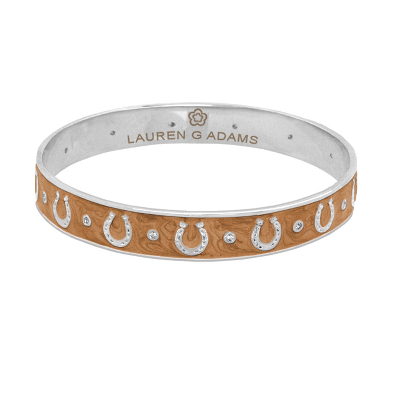 Equestrian Horseshoe Bangle tan bracelet silver horseshoes and crystals Lauren G Adams on Tampa Home & Garden Store