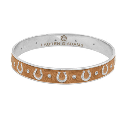 Equestrian Horseshoe Bangle tan bracelet silver horseshoes and crystals Lauren G Adams on Tampa Home & Garden Store