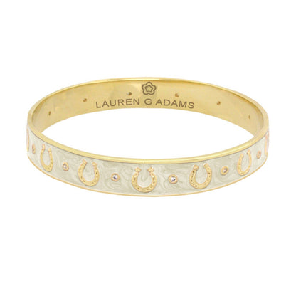 Equestrian Horseshoe Bangle Flat Band slip-on bracelet by Lauren G Adams with crystal accents on Tampa Home & Garden Store