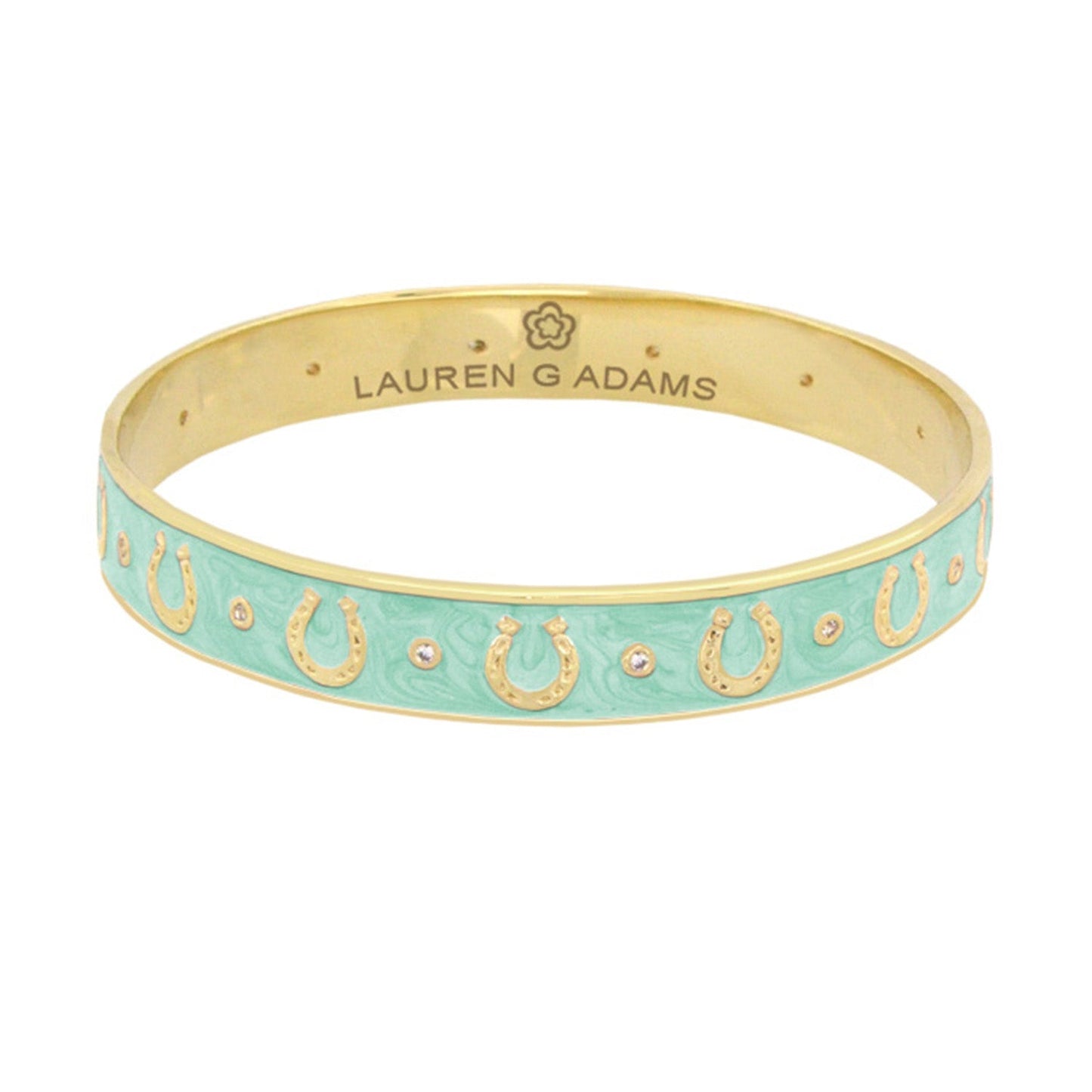 Equestrian horseshoe bangle Flat Band Row turquoise enamel on gold band Lauren G Adams on Tampa Home & Garden Store