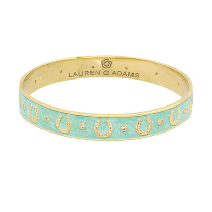 Equestrian horseshoe bangle Flat Band Row turquoise enamel on gold band Lauren G Adams on Tampa Home & Garden Store