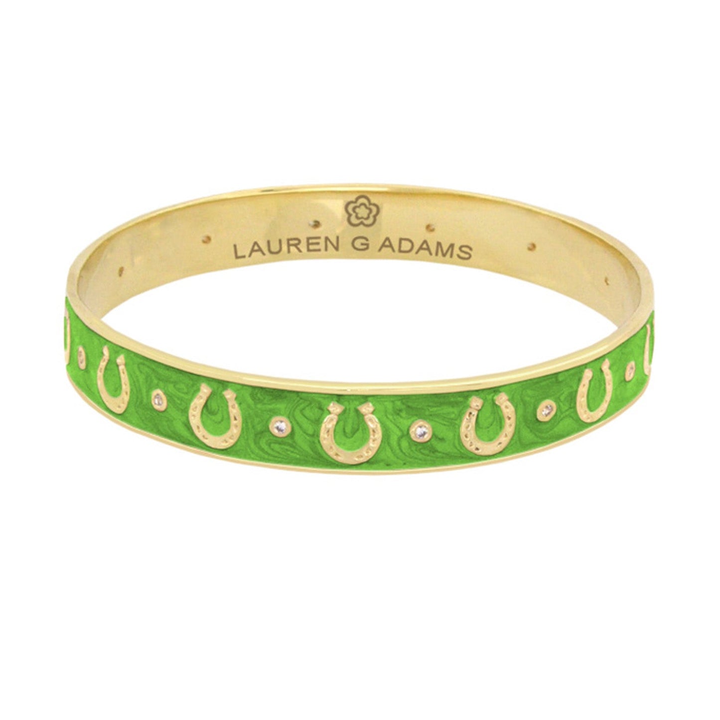 Horseshoe Bangle Flat Band Row slip-on bracelet green enamel with Lauren G Adams on Tampa Home & Garden Store