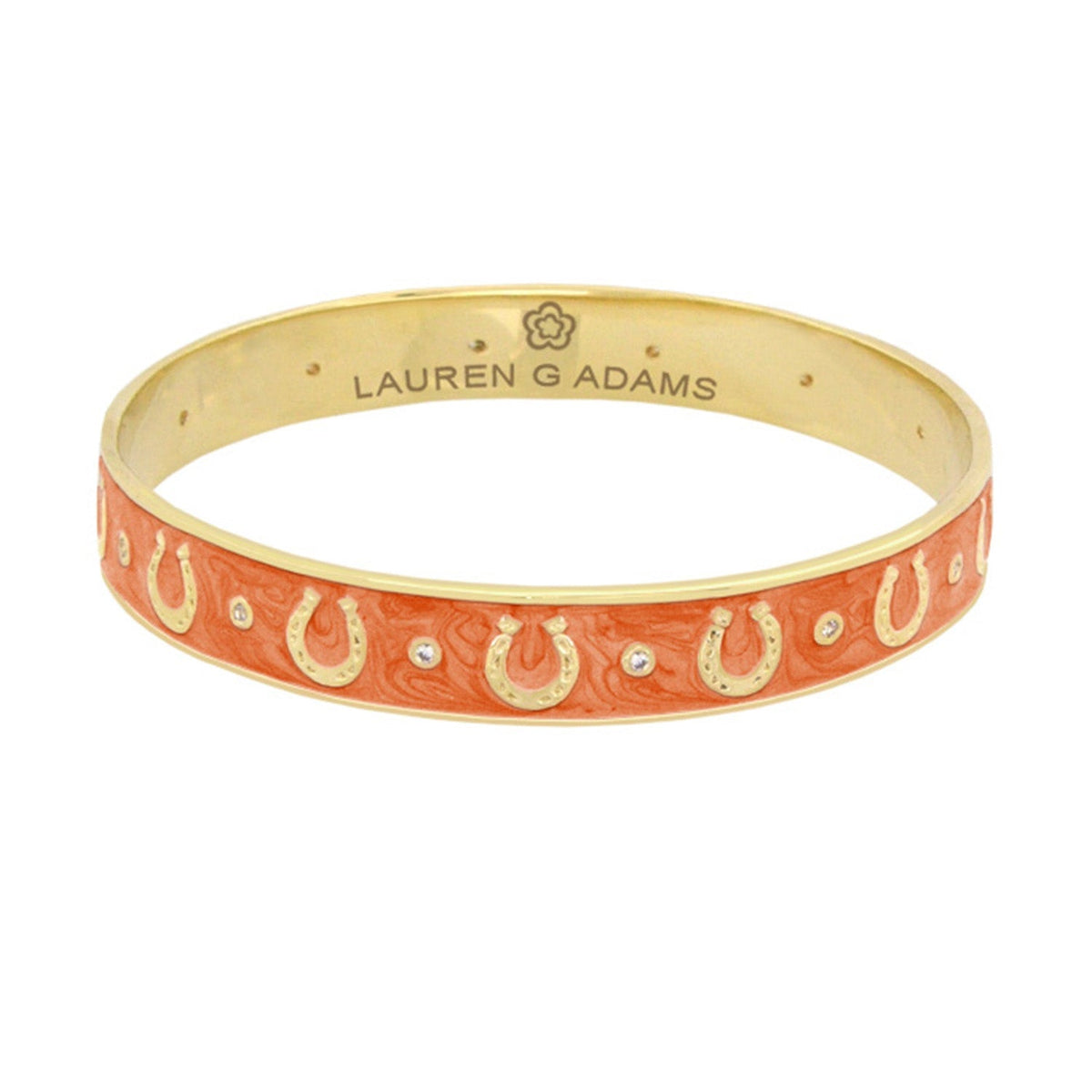 Equestrian horseshoe bangle orange flat-band with gold trim Lauren G Adams slip-on bracelet on Tampa Home & Garden Store