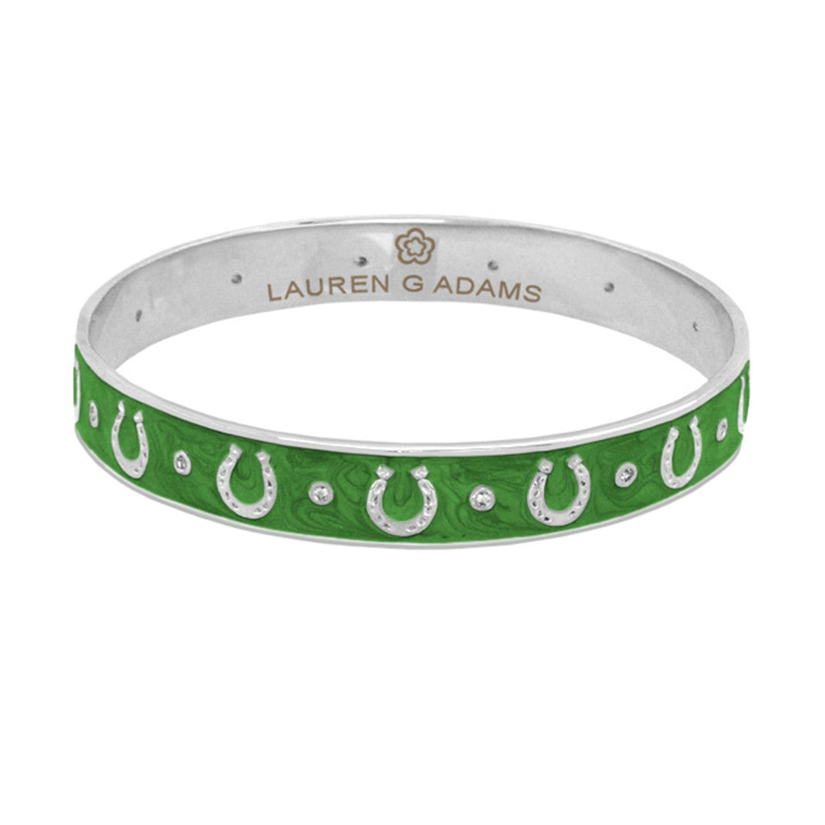 Horseshoe bangle slip-on bracelet in green enamel with silver accents by Lauren G Adams on Tampa Home & Garden Store