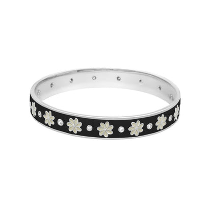 Enamel Flower Stackable Bangle And CZ Stones
