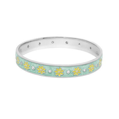 Enamel Flower Stackable Bangle And CZ Stones