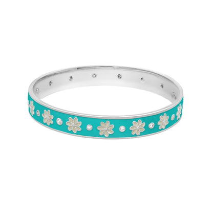 Enamel Flower Stackable Bangle And CZ Stones