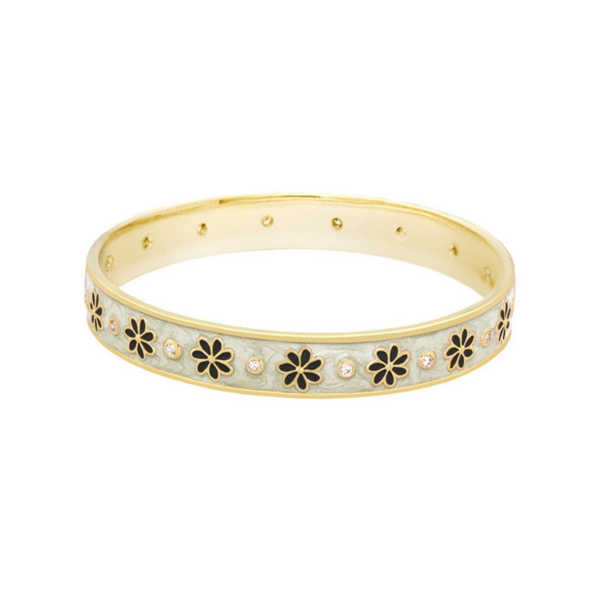 Enamel Flower Stackable Bangle And CZ Stones