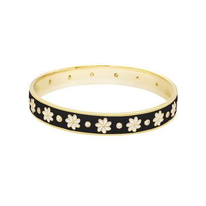 Enamel Flower Stackable Bangle And CZ Stones