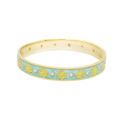Enamel Flower Stackable Bangle And CZ Stones