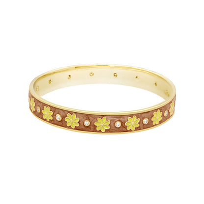 Enamel Flower Stackable Bangle And CZ Stones