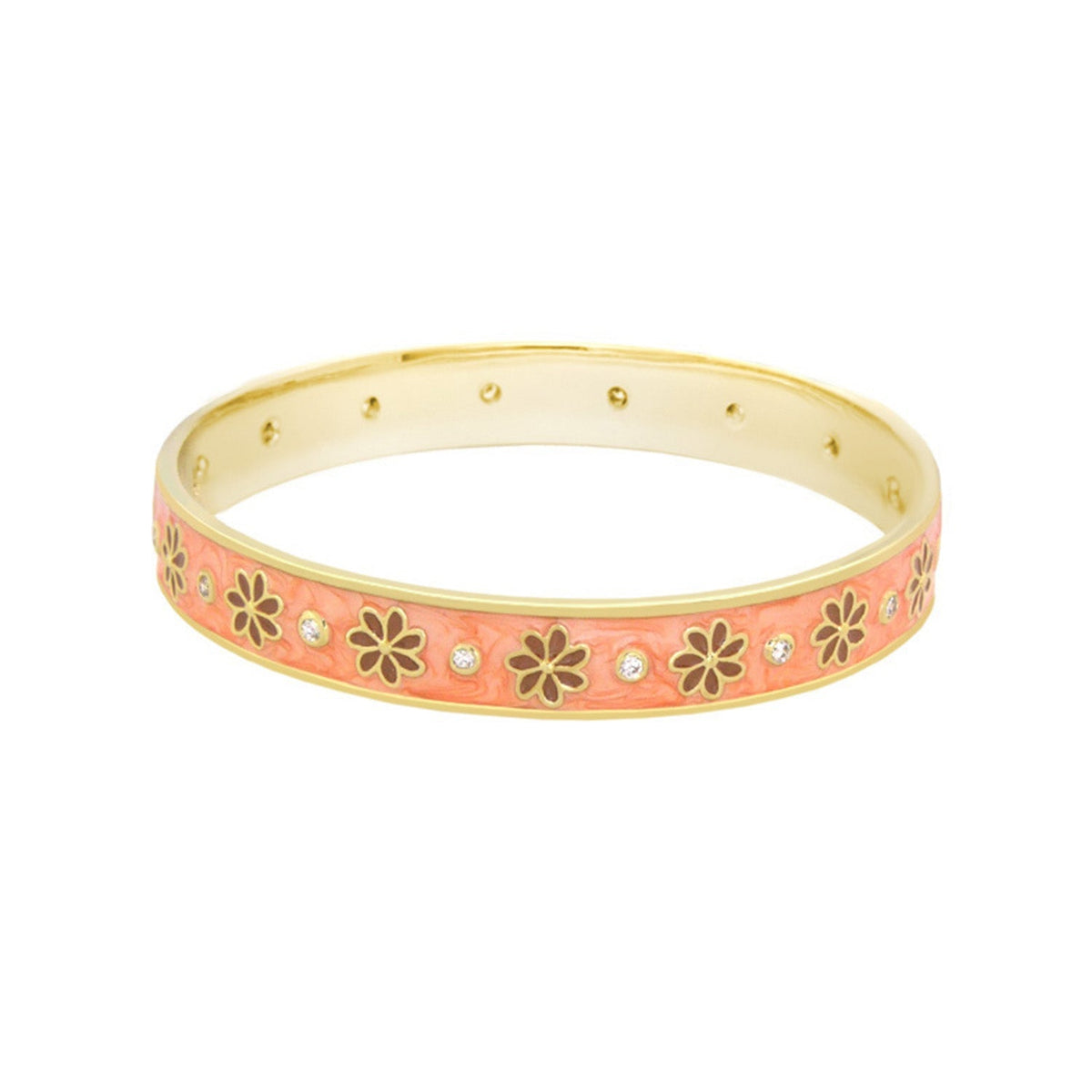 Enamel Flower Stackable Bangle And CZ Stones