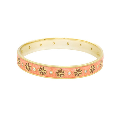 Enamel Flower Stackable Bangle And CZ Stones