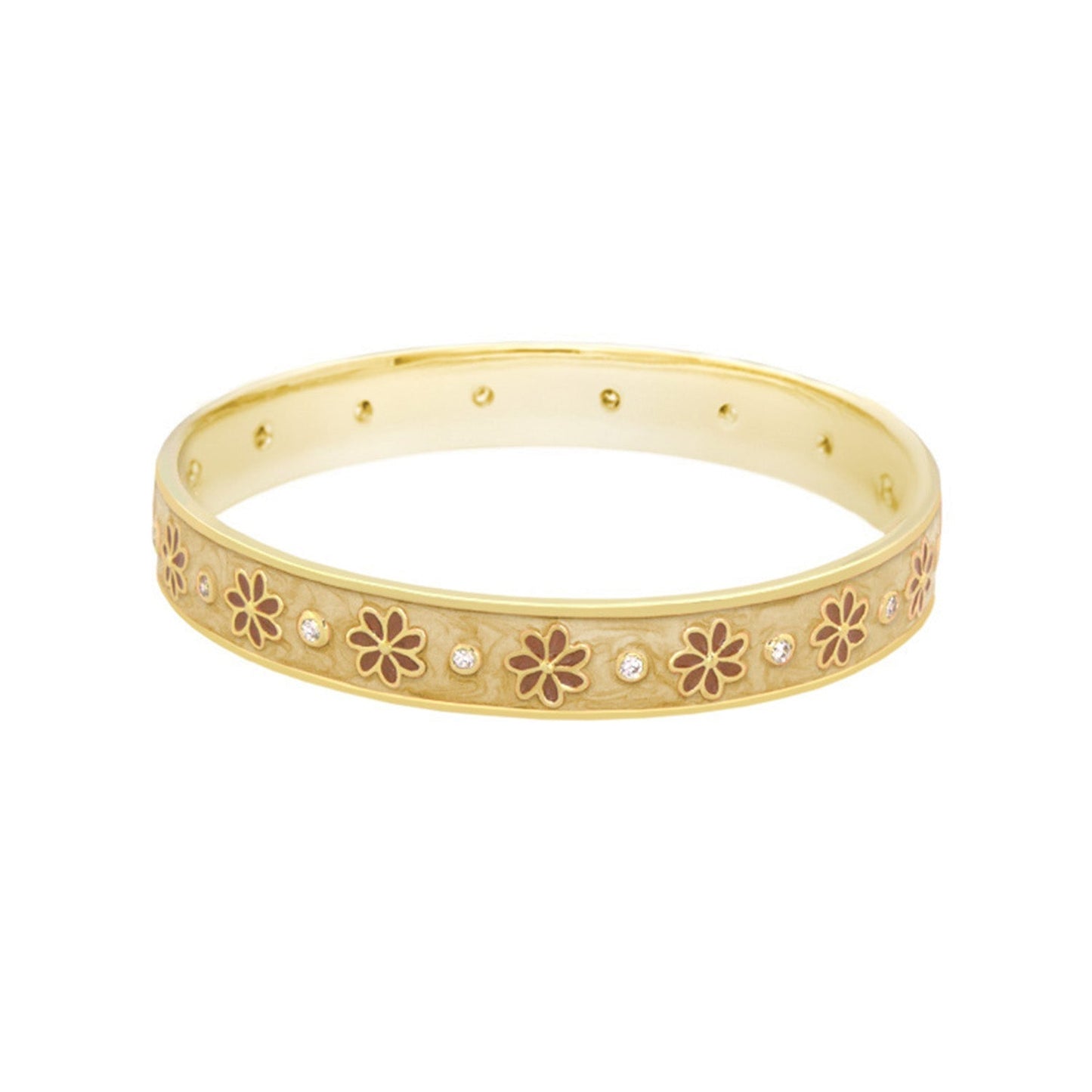 Enamel Flower Stackable Bangle And CZ Stones
