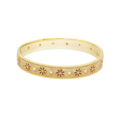 Enamel Flower Stackable Bangle And CZ Stones