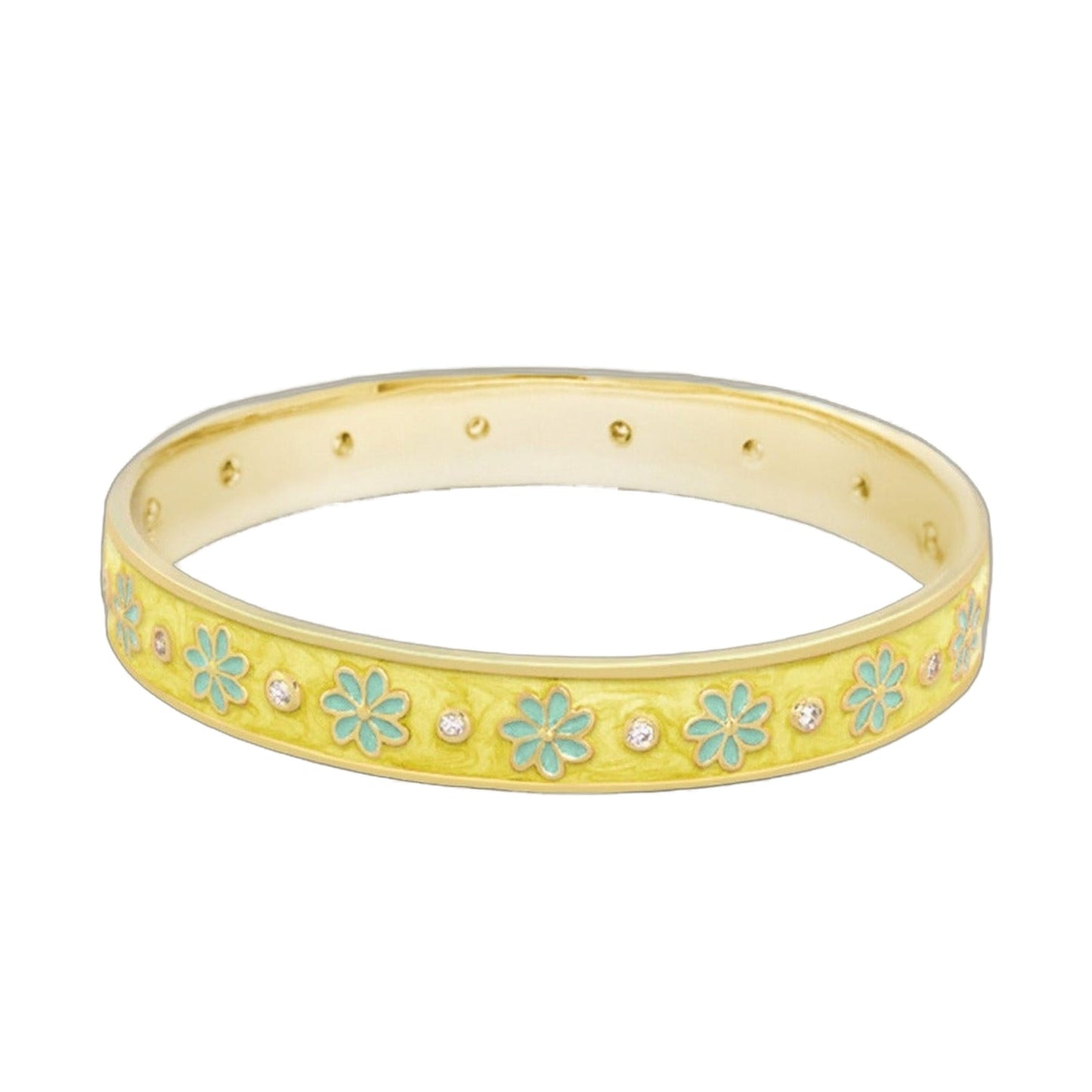Enamel Flower Stackable Bangle And CZ Stones