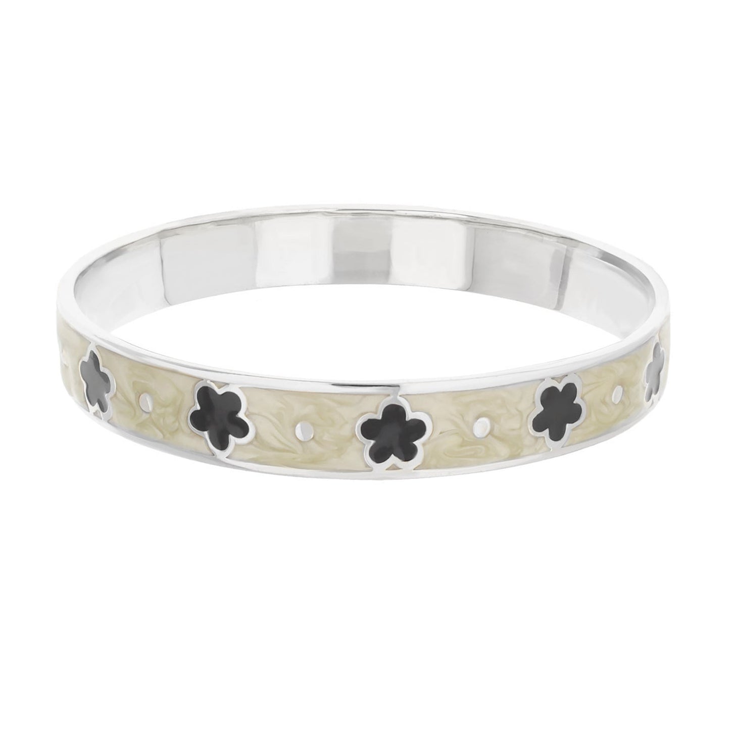 Daisy Love Bangle Petite Flower bracelet in cream enamel with black flowers, Lauren G Adams on Tampa Home & Garden Store