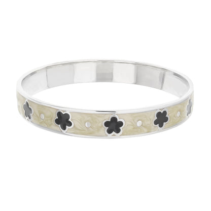 Daisy Love Bangle Petite Flower bracelet in cream enamel with black flowers, Lauren G Adams on Tampa Home & Garden Store