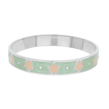 Daisy Love Bangle bracelet in green enamel with peach flowers by Lauren G Adams on Tampa Home & Garden Store