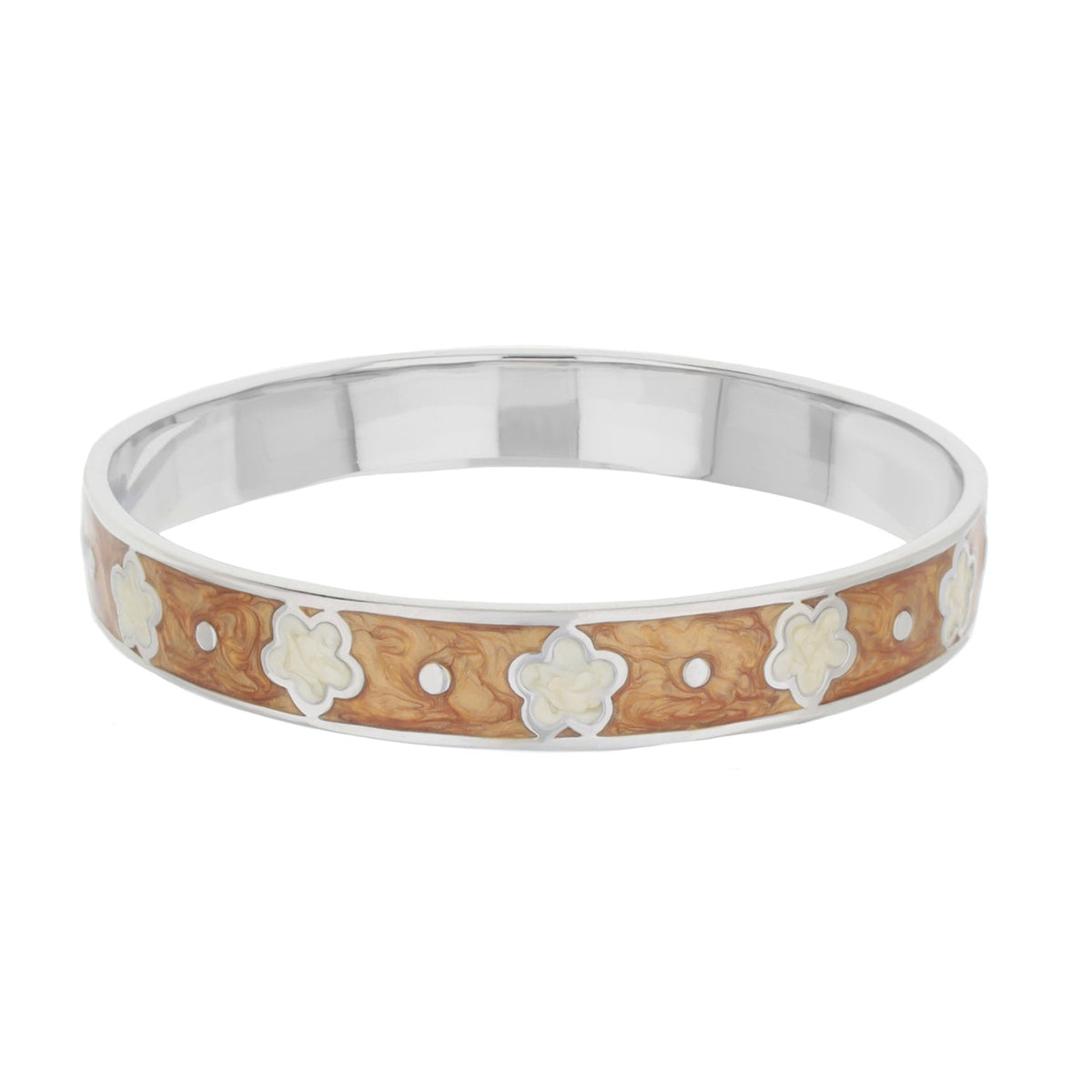 Daisy Love Bangle Petite Flower bracelet by Lauren G Adams in brown enamel with white flowers on Tampa Home & Garden Store
