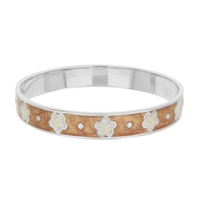 Daisy Love Bangle Petite Flower bracelet by Lauren G Adams in brown enamel with white flowers on Tampa Home & Garden Store
