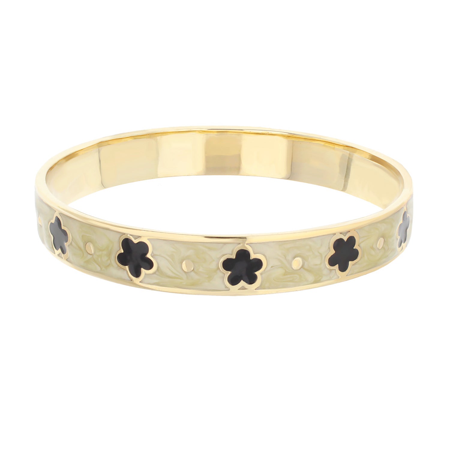 Daisy Love Bangle Petite Flower gold-tone with black clover accents by Lauren G Adams on Tampa Home & Garden Store