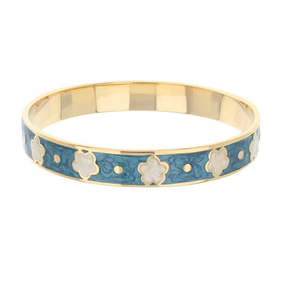 Daisy Love Bangle gold-tone bracelet with blue enamel and white flower accents by Lauren G Adams on Tampa Home & Garden Store