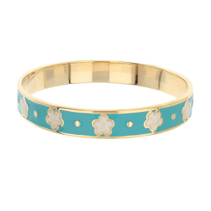 Daisy Love Bangle Petite Flower turquoise enamel bracelet with gold trim by Lauren G Adams on Tampa Home & Garden Store