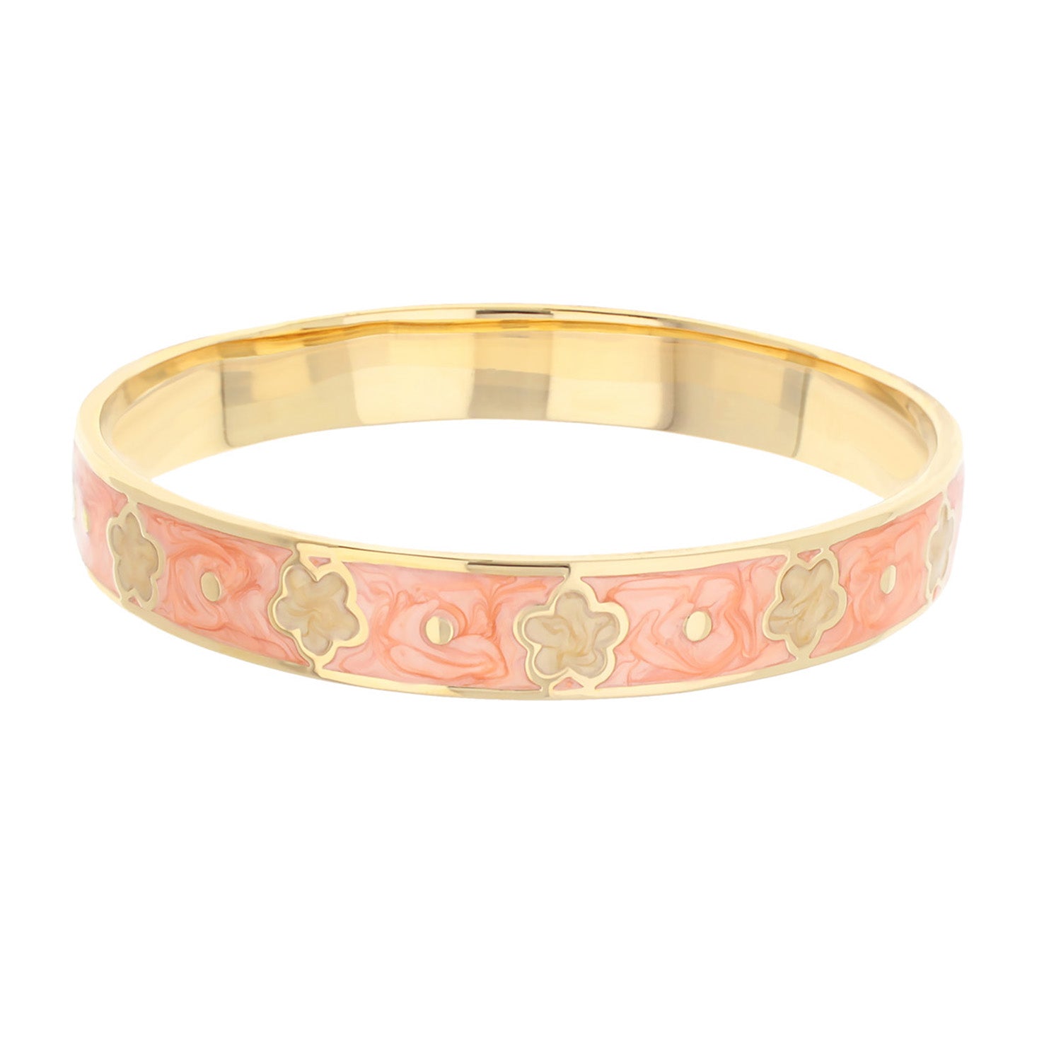 Daisy Love Bangle — Petite Flower, gold-tone bracelet with pink enamel flowers by Lauren G Adams on Tampa Home & Garden Store