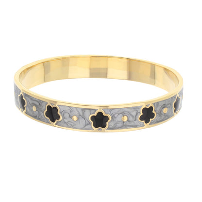 Daisy Love Bangle bracelet gold-tone gray enamel black quatrefoil accents by Lauren G Adams on Tampa Home & Garden Store