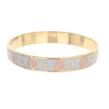 Daisy Love Bangle Flower bracelet in gold-tone with pale blue enamel pink flowers Lauren G Adams on Tampa Home & Garden Store
