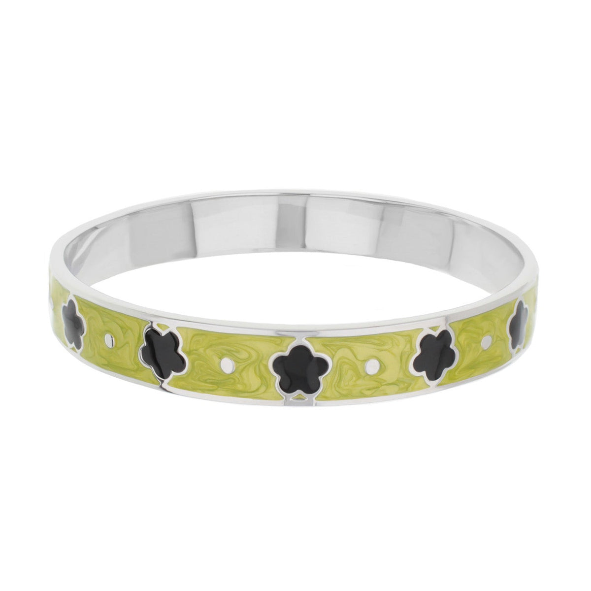 Daisy Love Bangle lime enamel bracelet with black clover motifs Lauren G Adams on Tampa Home & Garden Store