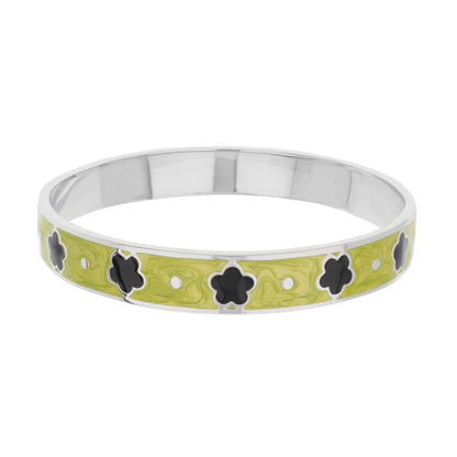Daisy Love Bangle lime enamel bracelet with black clover motifs Lauren G Adams on Tampa Home & Garden Store